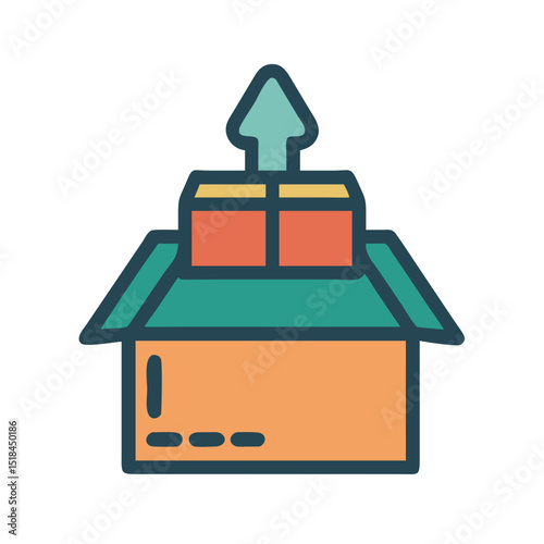 Custom packaging icon with vibrant colors representing logistics and last mile delivery