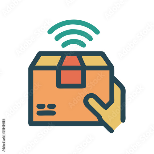 Contactless delivery box icon showcasing modern logistics with a colorful and innovative design