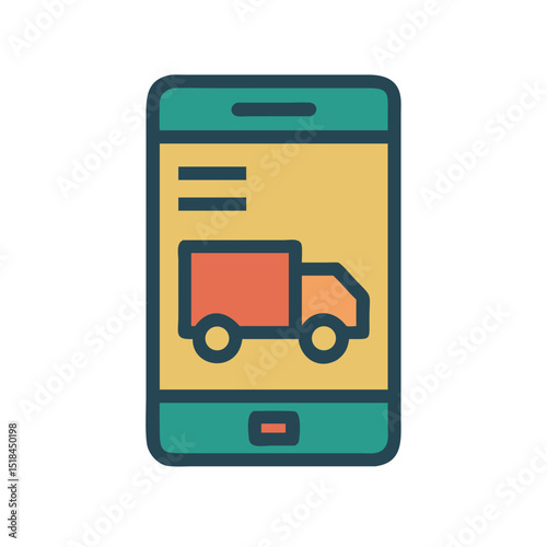 Courier app interface icon illustrating last mile delivery logistics with a modern and colorful design