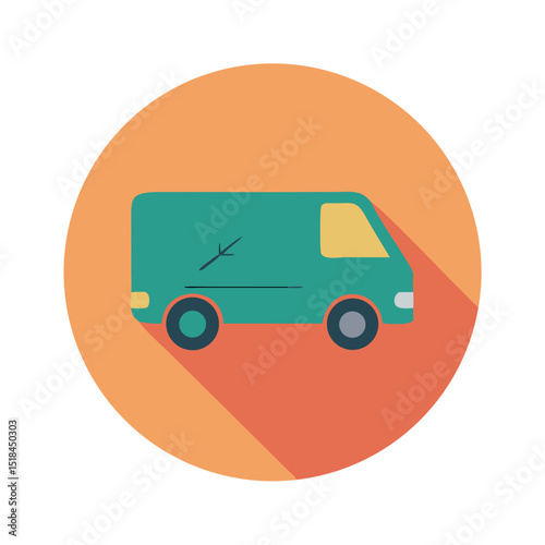 Green vehicle icon representing eco-friendly logistics and last mile delivery