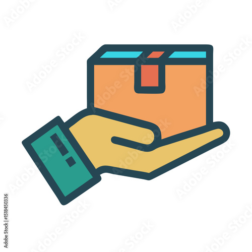 Hand holding parcel tracking icon representing logistics and last mile delivery service