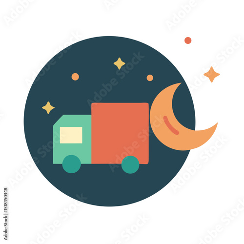 Night time delivery icon representing logistics and last mile delivery service