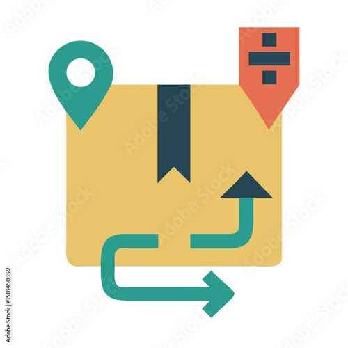 Package with route arrows icon representing logistics and last mile delivery navigation