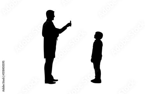 A doctor is advising a patient using a smartphone vector