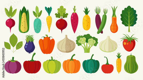 set of fresh vegetables