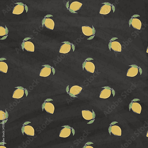 Citrus seamless Pattern. Abstract line Drawn Lemon parts background. Fresh organic Natural Healthy Fruit. Doodle food illustration for design wallpaper, cover, packaging, advertising, banner