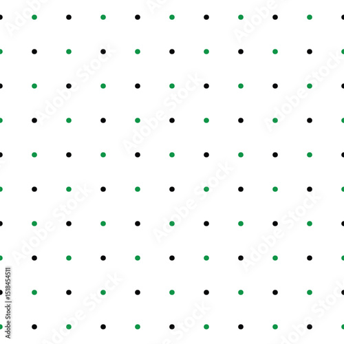 Black and Green Small Polka Dots on White Background