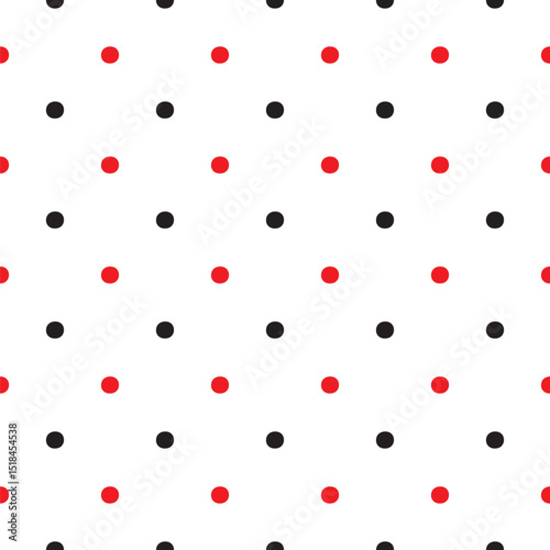Red and Black Polka Dots on White Background
