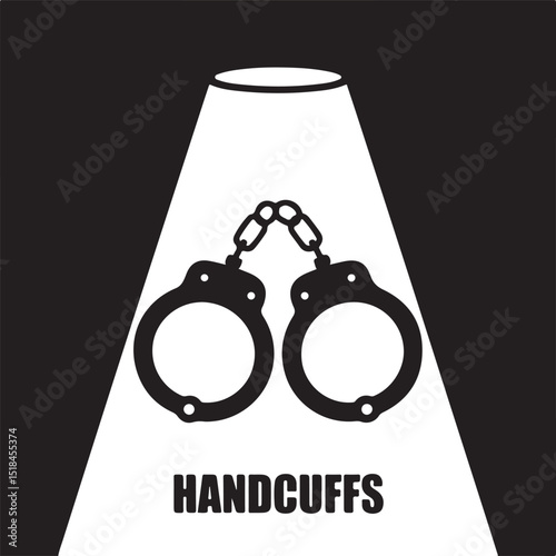 Black Handcuffs Icon – Vector Illustration of Police Arrest Symbol