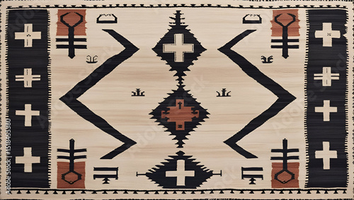 Wallpaper Mural Modern Minimalist Berber Rug with Ancestral Symbols and Asymmetrical Artistic Balance Torontodigital.ca