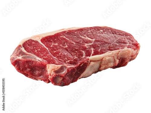 Fresh Cut Steak: A close-up shot of a fresh, raw cut of steak, revealing the rich red color and texture, perfect for culinary creations.