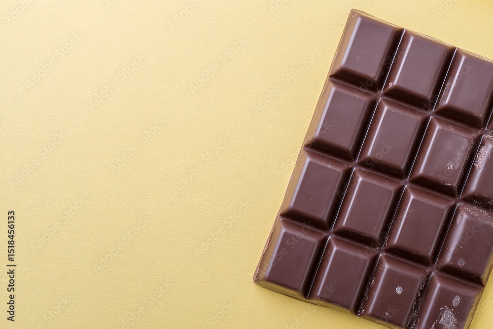 Fototapeta premium Chocolate bar on yellow textured background