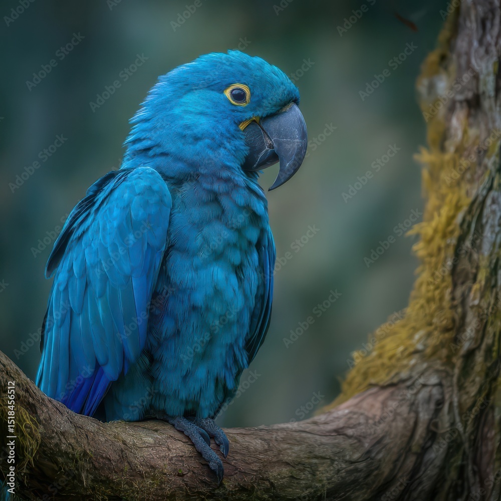 Obraz premium Vivid blue macaw perched on a branch.