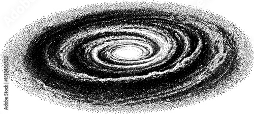 Intricate galaxy swirl pattern in engraved style for design projects