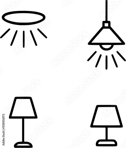 set of lamps vector eps