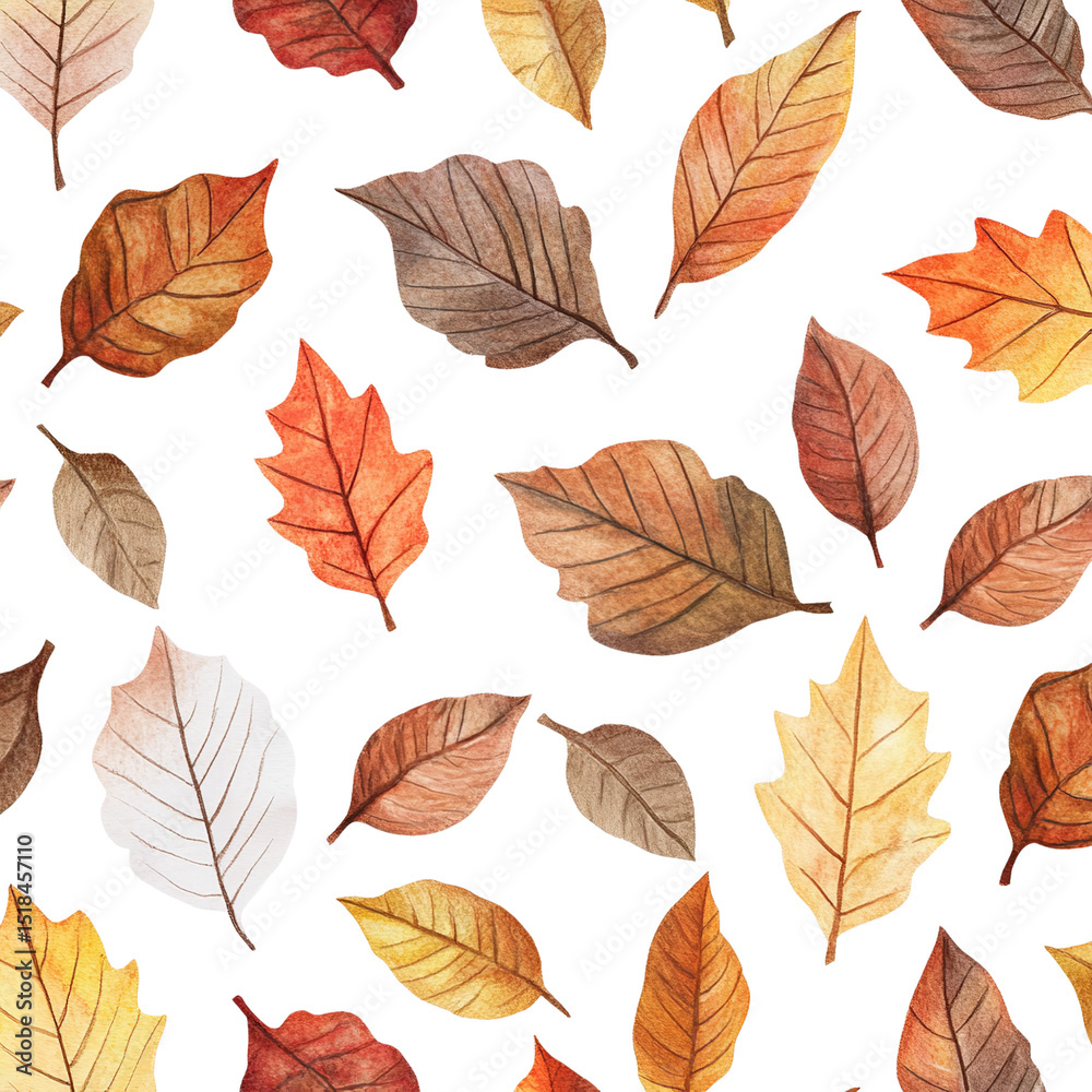 Seamless autumn leaves pattern watercolor fall foliage background seasonal nature design wallpaper 100 on transparent background Seamless autumn leaves pattern watercolor fall foliage background seasonal nature design wallpaper 100 on transparent background