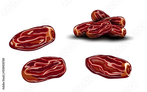 delicious and sweet date fruits set design template isolated on transparent background.tasty food concept clip art vector illustration.