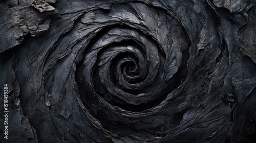 A jagged, black spiral twisting into the void, symbolizing the downward spiral and destructive nature of extremist views.