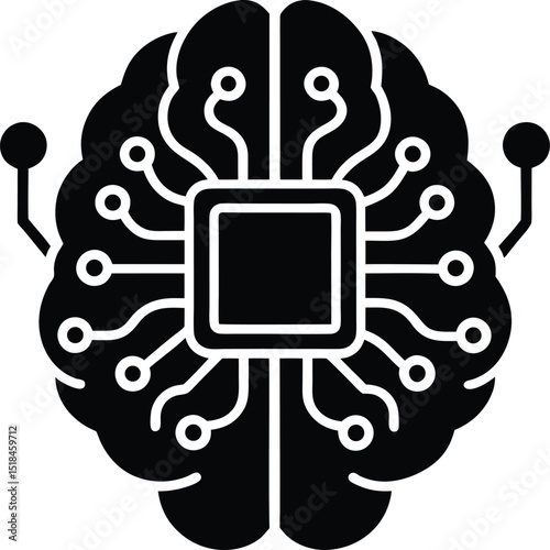 AI brain circuit Vector illustration robotic brain with embedded cpu icon