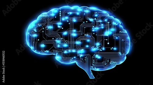 Wallpaper Mural Digital Brain: A glowing digital representation of the human brain, intricate circuits and glowing lights illuminate the network of thought and innovation. Torontodigital.ca