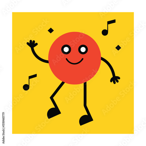 Emoticon Dancing with Musical Notes