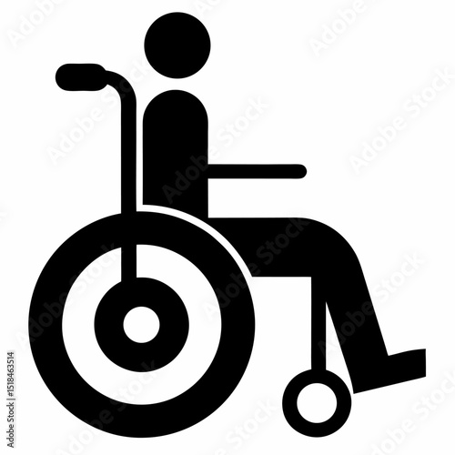 Wheelchair Icon Vector – Handicapped Patient Symbol on White Background
