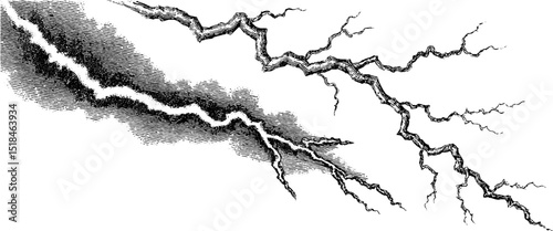 Vintage lightning flash engraving set for weather-themed designs and electric concepts