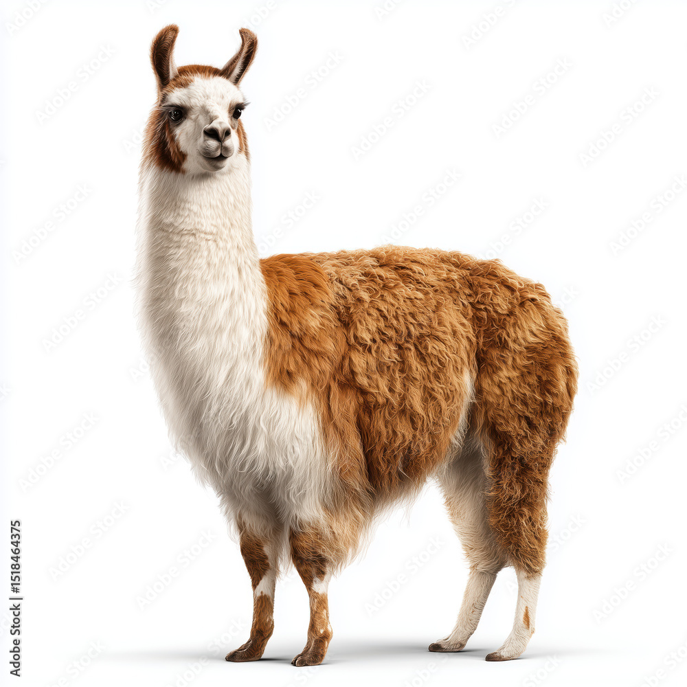 Fototapeta premium Majestic Llama Portrait , PNG isolated cut out image