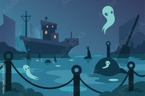 ship in the sea background