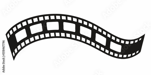 Curved Film Strip Icon – Transparent Background Vector Illustration of Photo Tape Frame