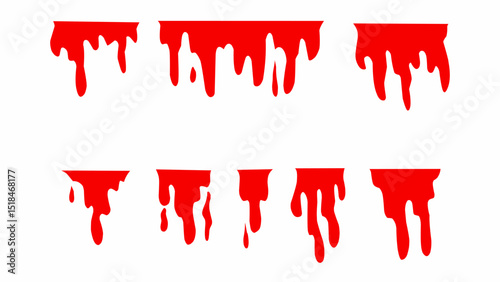 Dripping red blood vector hand drawn elements isolated on white background. perfect for horror, Halloween, posters, or scary graphic decorations