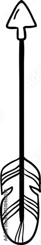 Hand drawn arrow featuring feather fletching, pointing upwards and representing direction, purpose, and forward movement, embodying themes of growth, motivation, and inspiration