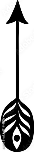 Simple black and white upward arrow with feather fletching symbolizing positive growth, success, and achievement of goals, ideal for minimalist designs and motivational projects
