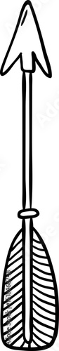 Simple, hand drawn arrow with a triangular head and fletching, pointing upwards, representing direction, purpose, and forward movement in a minimalist style