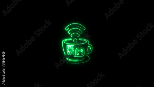 Neon Wi-Fi icon background illustration. Technology wireless Wi Fi sign illustration background.