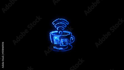 Neon Wi-Fi icon background illustration. Technology wireless Wi Fi sign illustration background.