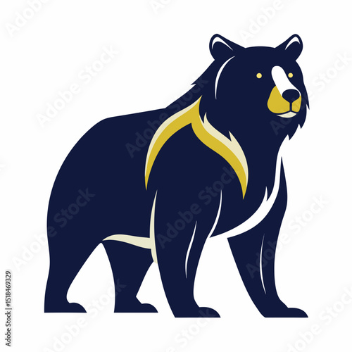 Bear Silhouette Vector Illustration Isolated on White Background

