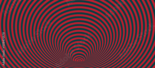 Hypnotic Abstract Vortex with Concentric Red and Dark Maroon Spiral Stripes, Creating a Three-Dimensional Optical Illusion of Depth and Movement with Strong Contrast for Dynamic Visual Impact