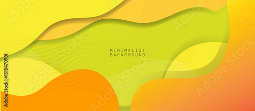 Vibrant Abstract Background with Overlapping Curved Shapes in Yellow, Orange, and Light Green, Featuring Layered 3D Effect and Subtle Textured Dot Pattern for Warm, Dynamic, Modern Aesthetic