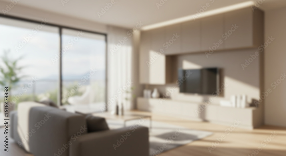 Fototapeta premium a modern blur background living room with a large, comfortable sectional sofa, framed artwork, and abundant natural light creating an inviting atmosphere 21