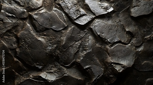 Dark Stone Texture: An abstract close-up of a dark stone texture, with jagged edges and rough surface showcasing the beauty in natural formations.