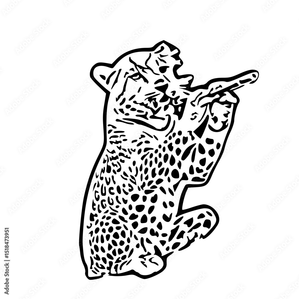 Fototapeta premium Cool Leopard Line Art SVG – Vector Style Animal Graphic for Print and Design 