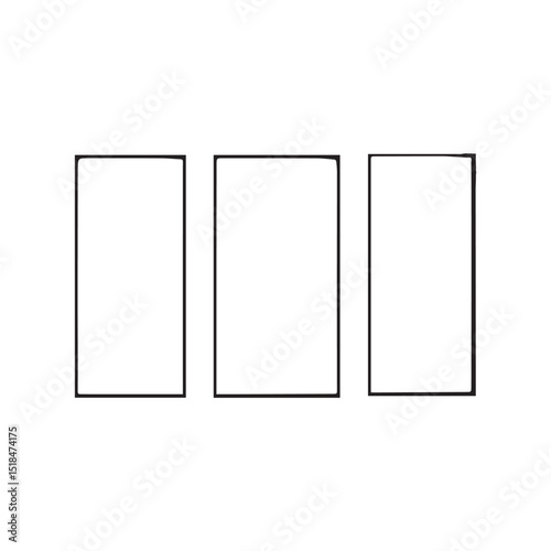Three blank rectangular frames white background