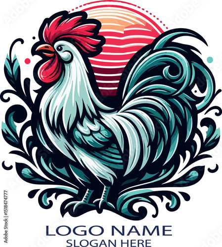 Silkie Chicken Farm Life & Poultry Logo Vector Design .