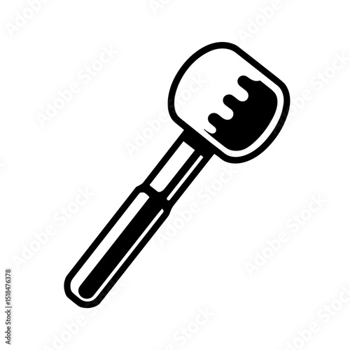 Minimalist hand drawn illustration of a putty knife or spatula with flat blade. Concept of construction tool and wall finishing - repair - plastering