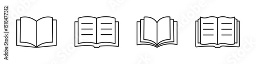 Book open icon. Open linear book. Vector.