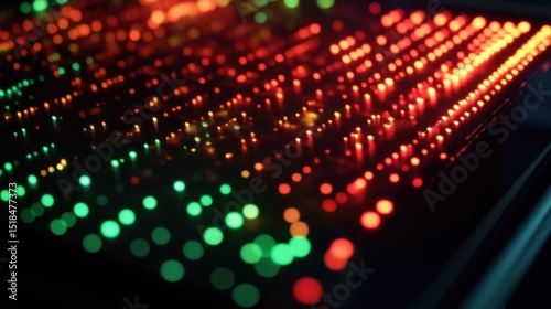 Wallpaper Mural A digital stock heatmap glowing on a high-resolution tablet screen, vibrant red and green highlights shown from a close-up perspective, faint office lighting reflecting softly, ultra-detailed, Torontodigital.ca