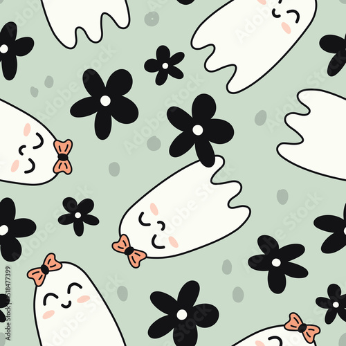 Cute Ghost Pattern Halloween Ghost Background