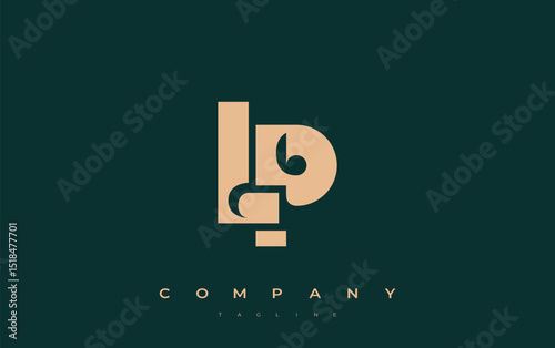 LP Abstract Geometric Logo Design. Modern and elegant logo design with simplistic typography elements, showcasing branding excellence.