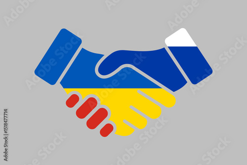 Peace between Ukraine and Russia. Truce. agreement county. Vector hand flag